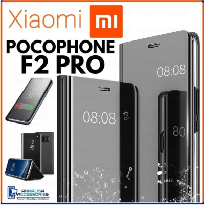 FLIP COVER FOR XIAOMI POCOPHONE LITTLE F2 PRO BOOK CASE CLEAR VIEW 360 BLACK