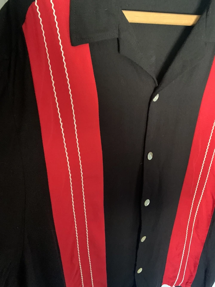 Vintage Da Vinci California Shirt Red Rockabilly Bar Bowling Roller Derby Coach - Image 4 of 4