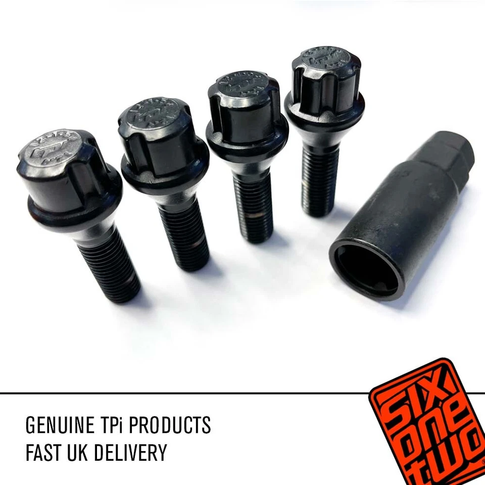 Parafusos de roda de bloqueio TPi 12x1.50 preto cônico 32mm conjunto de trava ecológica compatível com RENAULT - Imagem 2 de 4