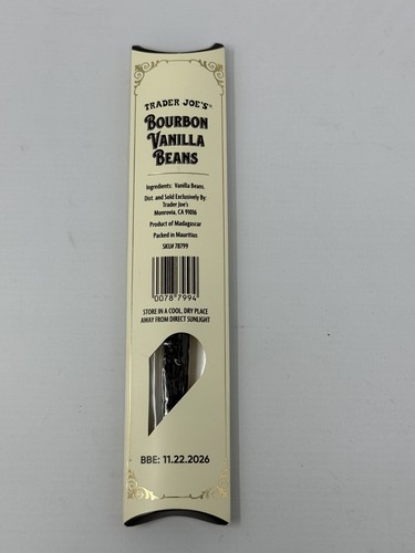 Trader Joe’s Bourbon Vanilla Beans Bourbon Infused Exp 11.22.26 NIB Sealed - Picture 2 of 3