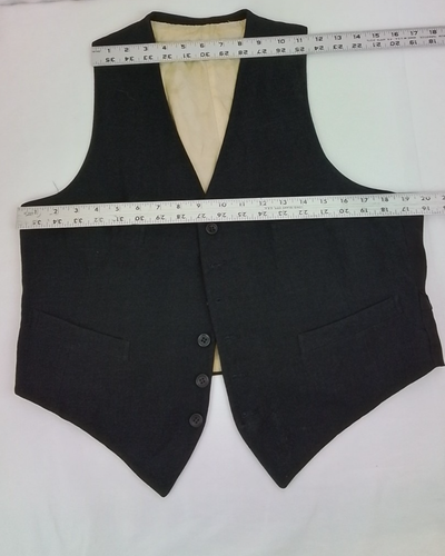 Antique 1920s Black Wool Suit 2 Vests Jacket Size Med Pants 34x29 #J3082 - Picture 12 of 24