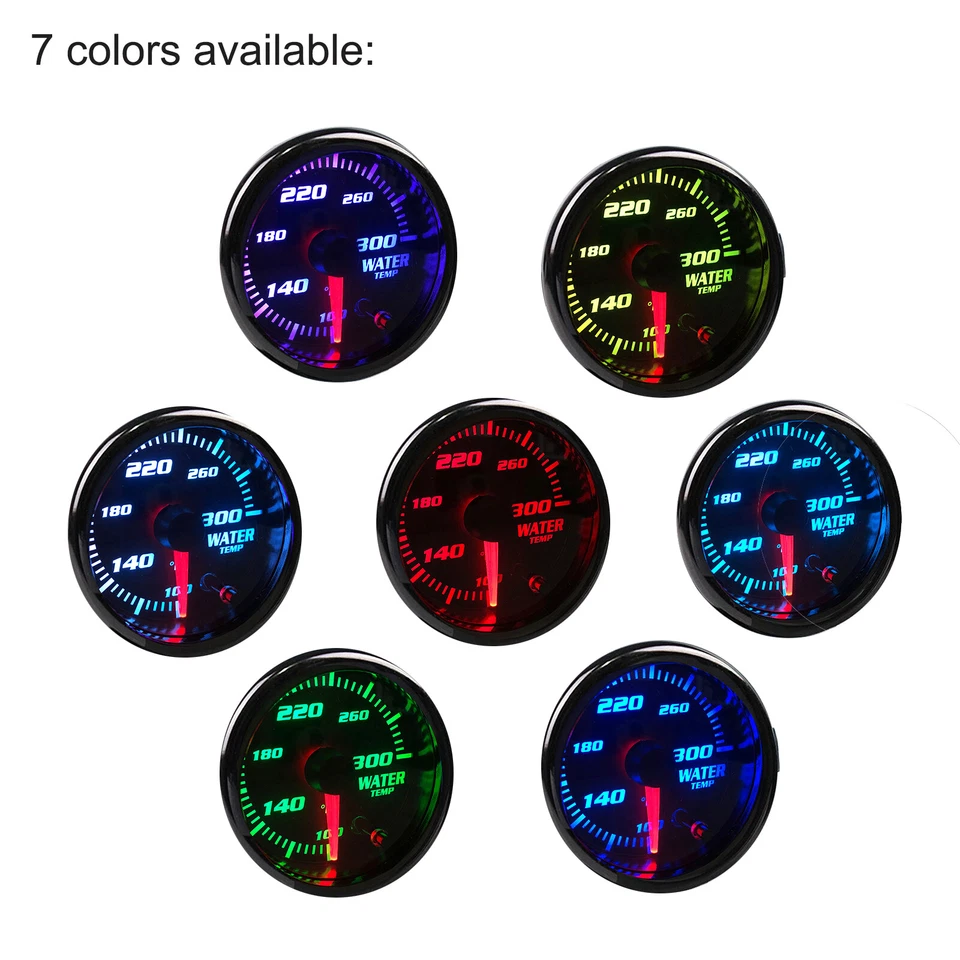 52mm Water Temp Gauge 7 Color 2"-1/16" Temperature Meter 100-300℉ W/Sensor - Image 2 of 4