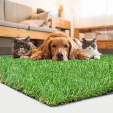 Fake Grass Turf Rug, Artificial Grass 3x5 Ft 1.38 inch Custom Size, Indoor Ou...