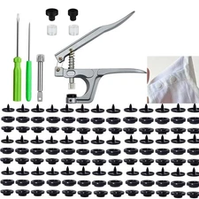100 Sets Snaps Snap Pliers Set T5 Plastic Buttons Fasteners Kit for Sewing