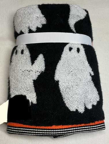 CARO HOME ASCIUGAMANI (2) GHOSTS NERO BIANCO 100% Cotone 16 X 26 Nuovo con etichette - Foto 2 di 2