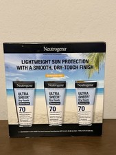 3 PK Neutrogena Ultra Sheer Dry-Touch SPF 70 Sunscreen Lotion 3 Oz Ea EXP 9/27