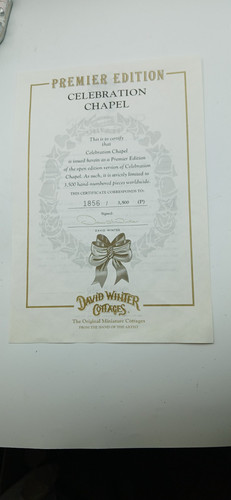David Winter Celebration Chapel Premier Ltd Ed Vintage 1994 18.5cm - Picture 2 of 14