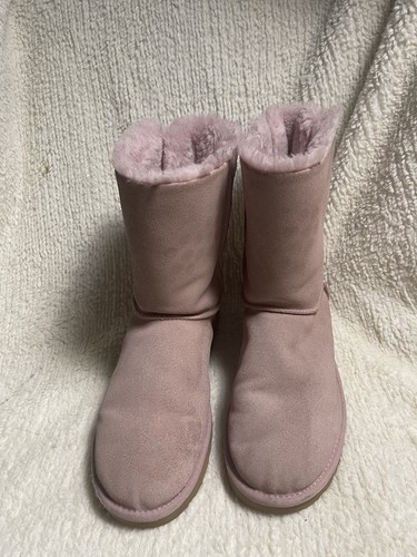 Forro de piel UGG Continuity cuero gamuza rosa claro acento cinta talla 11 - Imagen 4 de 14