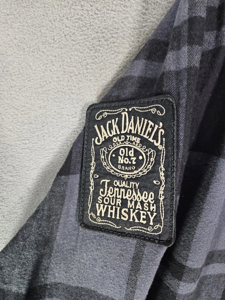 Parche abotonable Angry Minnow Jack Daniels franela negro gris a cuadros para hombre XXL Foto 3 de 4