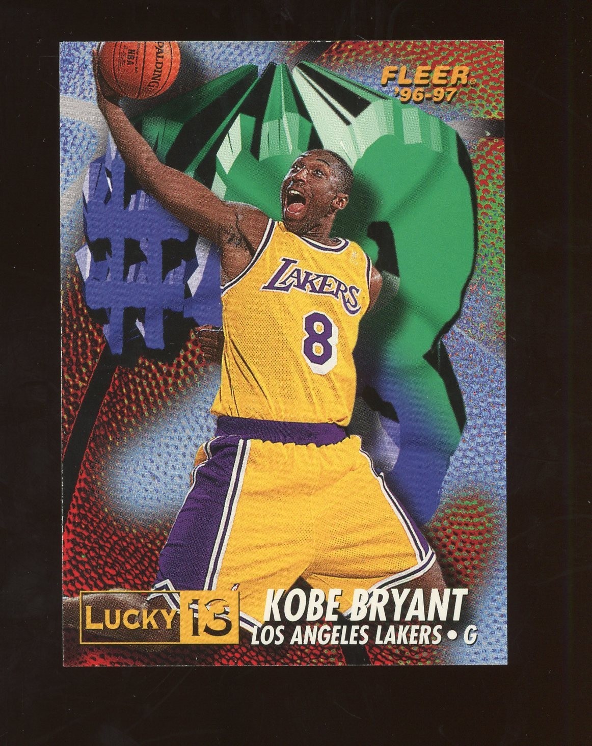 1996-97 Fleer Lucky 13 #13 Kobe Bryant Los Angeles Lakers RC Rookie HOF