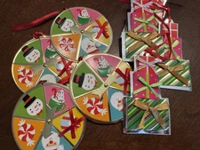 NEW Chrismas Dimensional Gift Tags Metal Spinning Arrow Ribbons x 8 Embellished