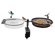 Bird Feeders Deck Bird Feeder Bird Bath Deck Bowl Spa and Seeds bronze-1pk