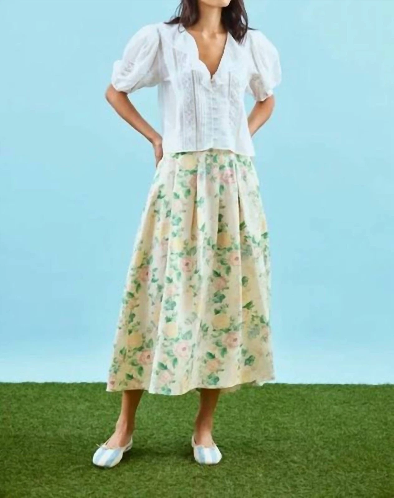 Hunter Bell Alexis Midi Skirt Garden Rose Peony