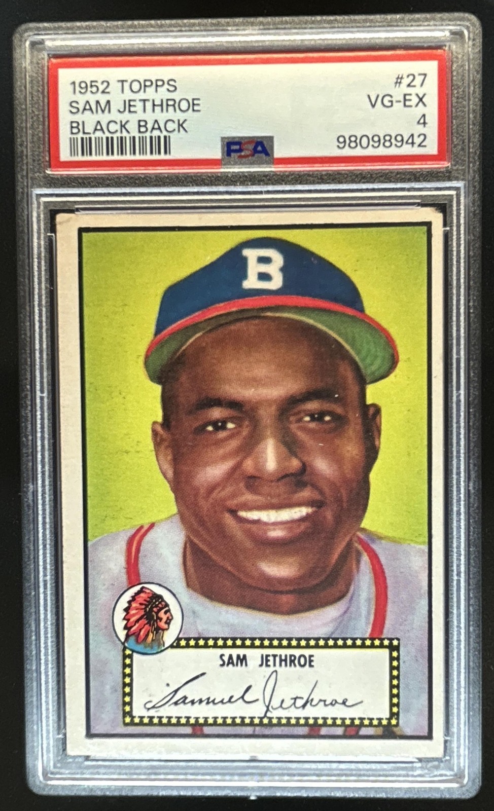 1952 Topps Sam Jethroe Black Back #27 Braves PSA 4