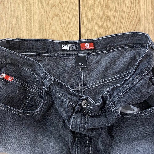South pole Vintage Baggie Faded Black Denim Jorts SZ 40 Inseam 12.5” Red Tag - Picture 3 of 5