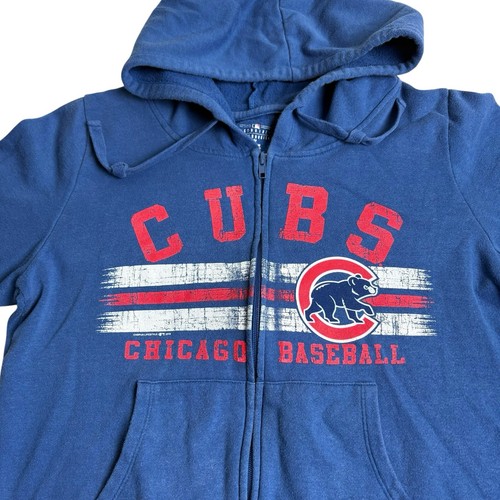 Chicago Cubs Full Zip Long Sleeve Hoodie Blue Unisex L - Picture 3 of 9