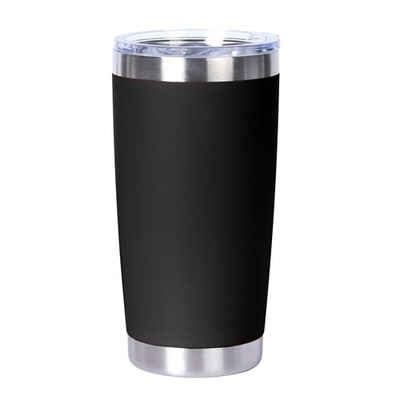 20 Oz Double Walled Vacuum Coffee Mug, Stainless Steel Tumbler With Lid (Black)
