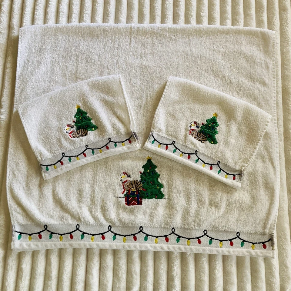 Набор рождественских полотенец Saturday Knight Ltd вышитые гирлянды для кошачьей елки - Изображение 4 из 4