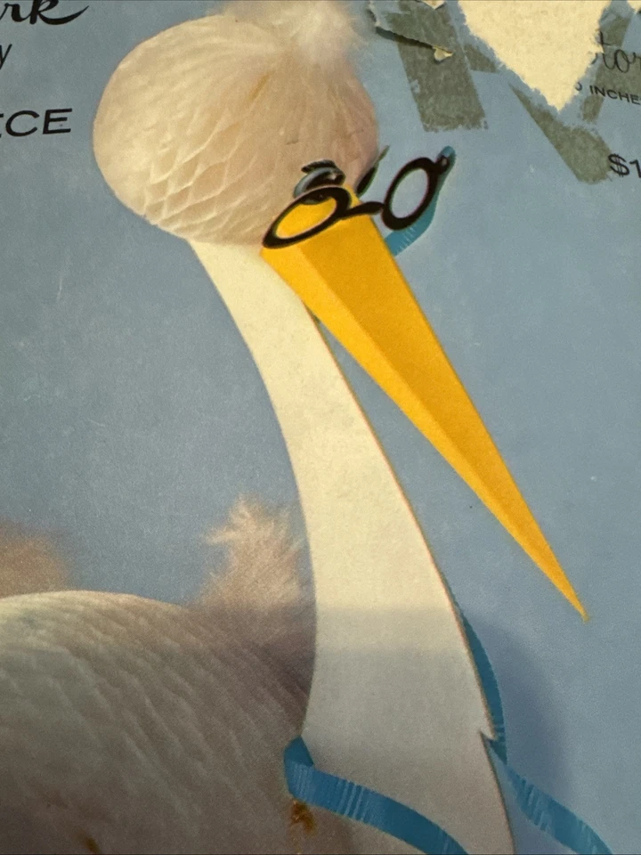 Vintage 1980's Hallmark Honeycomb Centerpiece Special Delivery Stork In Package - Image 2 of 3