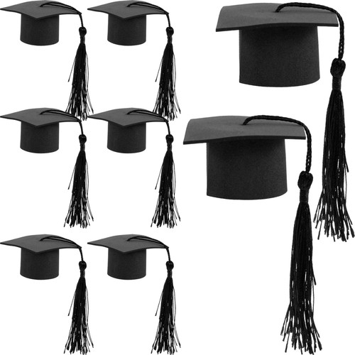 10 Pezzi Cappello da Laurea Decorazione Laurea Cupcake Picks Studente Cappellino Topper - Foto 9 di 12