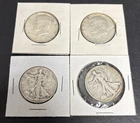 Kennedy & Walking Liberty Half Dollars Lot Of 4 90% Constitutional Silver Coins