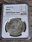 1884-cc Morgan Dollar NGC MS64 Obverse/reverse Prooflike Nice Cameo Contrast
