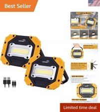 Rechargeable LED Work Light with Magnetic Mount - Waterproof Portable 2 Pack