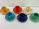 Original 6 Fiesta Colors Demi Cups & Saucers Demitasse Vintage HLC Red 1936