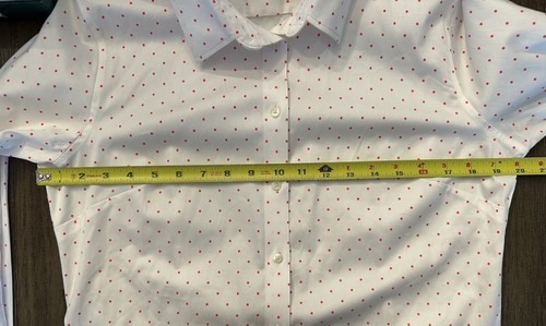 Banana Republic Women's White Button-up With Pink Dot Tailored Fit Shirt Size 12 - Picture 5 of 7