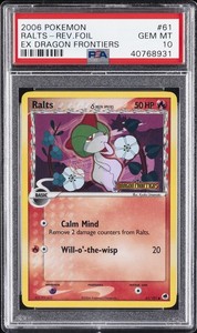 2006 POKEMON EX DRAGON FRONTIERS #61 RALTS-REVERSE FOIL PSA 10