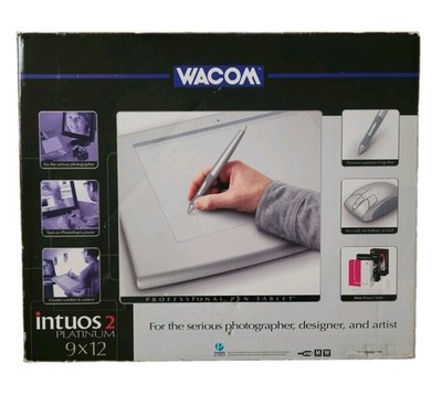 Wacom Intuos 2 Platinum 9x12 Professional Pen  Graphics Drawing Pad Set -OB