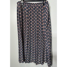 Vintage Leslie Fay Midi Skirt Women's Petite 16P Medallion Print Pleated Pull On