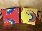 1980s Rainbow Fabric 3-Ring Binders 1.5" Bright Colors School Organizers Set-2