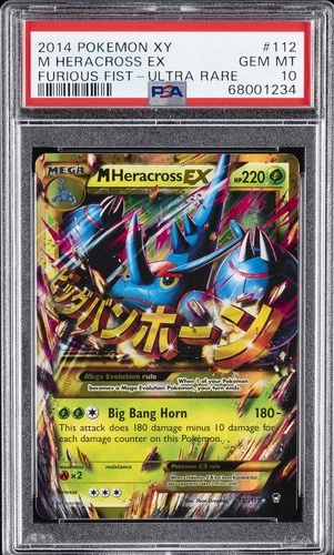 2014 POKEMON XY FURIOUS FISTS ULTRA RARE #112 M HERACROSS EX PSA 10