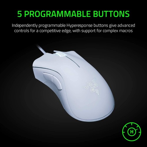 Razer DeathAdder Essential Wired Gaming Mouse - White - Zdjęcie 5 z 8