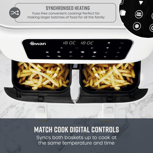 Swan SD10410WHT Nordic Duo 13-in-1 Luftfritteuse mit zwei Antihaftkörben, Swan - Bild 4 von 5