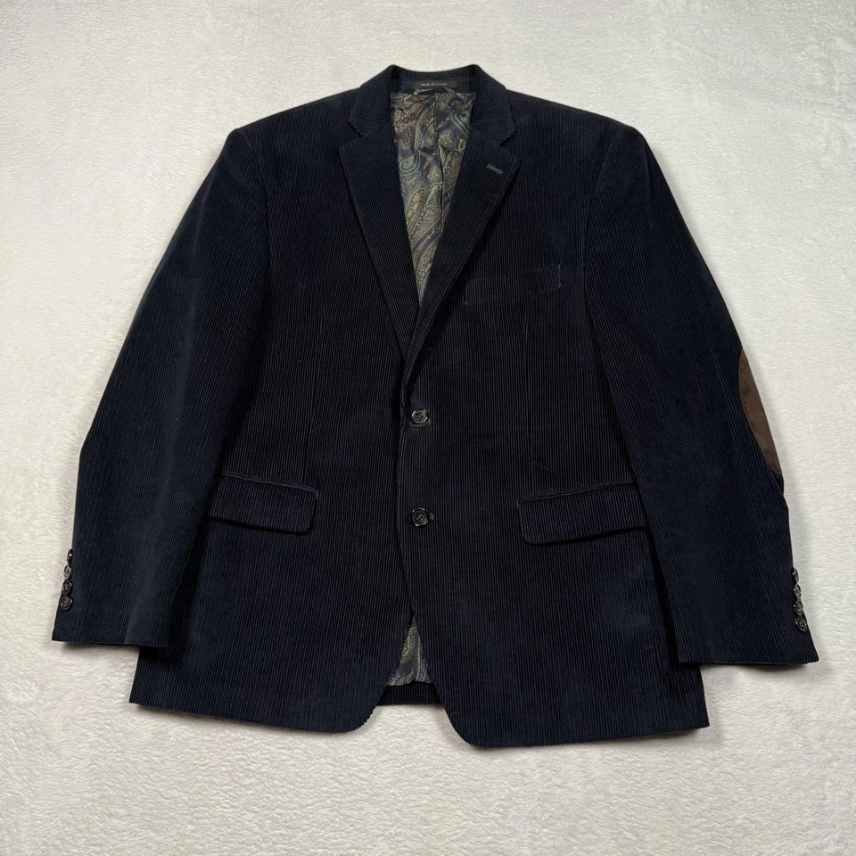 Abrigo deportivo Lauren Ralph Lauren para hombre 40S azul marino pana parche en el codo forrado en cachemira Foto 2 de 4