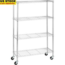 Heavy Duty Metal Storage Rack Adjustable Shelves W/ Casters Garage  Home New