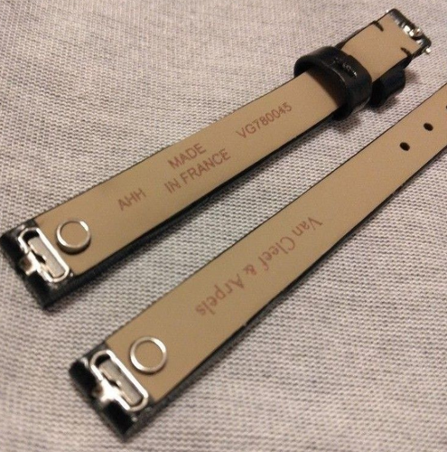Unused Van Cleef & Arpels Sweet Alhambra Black Leather Watch Strap / Band Shiny - Picture 3 of 4