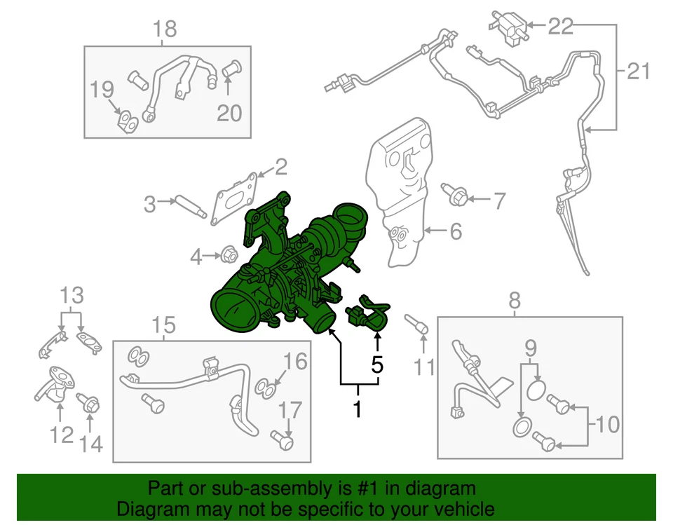 Ford 2013-2018 original - colector de escape CJ5Z-6K682-F Foto 2 de 4
