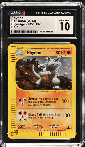 Pokemon 2003 Skyridge Rhydon Holo H27/H32 CGC 10