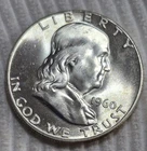 1960 P Ben Franklin Silver Half Dollar. Estimated Uncirculated 64. A0846.