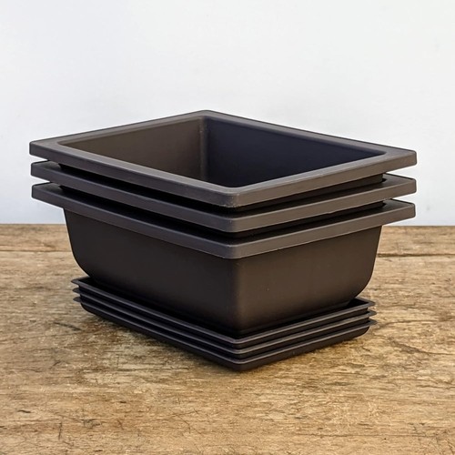 Classic Deep Brown Bonsai Pots with Built-In Drainage - 3-Pack for Plant Lovers - Picture 4 of 11