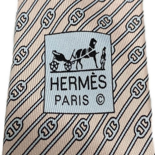 HERMES Necktie Tie Pink all-over pattern 100% Silk made in France J5620 - Picture 11 of 24