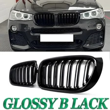 For BMW X3 X4 F25 F26 2014-2017 Front Bumper Gloss Black Kidney Grill Dual Slats