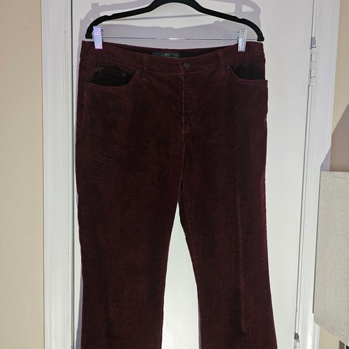 Lauren Ralph Lauren Burgundy Corduroy Classic Straight Style Leg Pants Size 12 - Picture 2 of 7