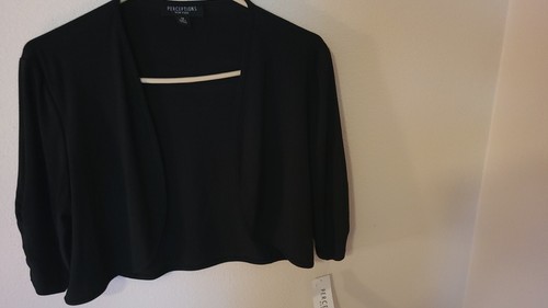 Perceptions Womens Size 12 Short Black Jersey Crop Open Fly S Elastic Accent Sle - Picture 9 of 24