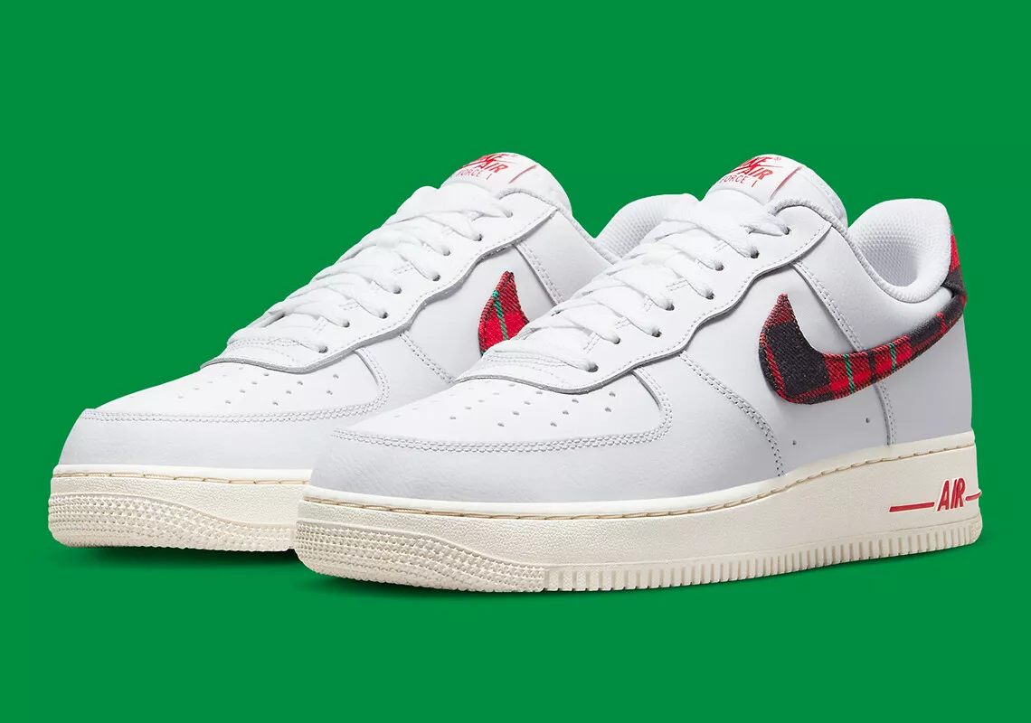 Air Force 1 '07 LV8 'Tartan Plaid' - Nike - DV0789 100 - white/stadium  green/pale ivory/university red