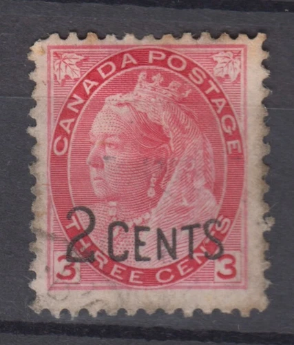 Canada Scott #88  2 cent on 3 cent carmine  "Provisional"  F **