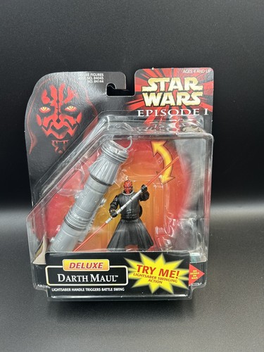 1998 Star Wars Episode 1 Deluxe Darth Maul with Lightsaber Swinging Action New - Bild 6 von 10